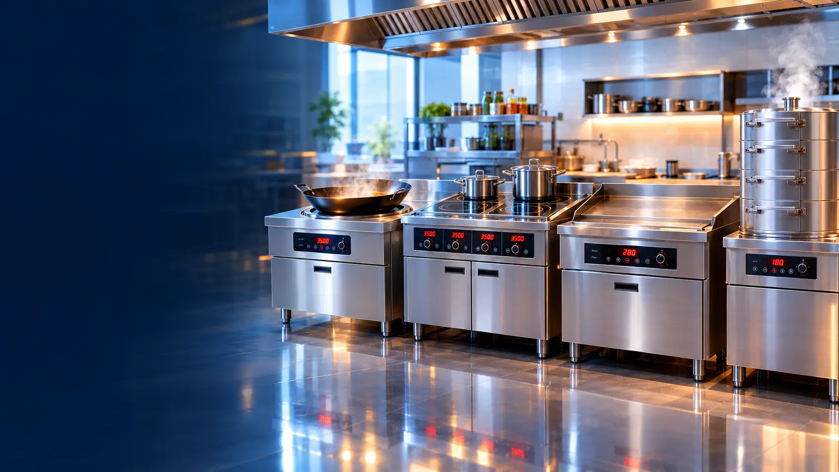 Rathin induction tilting boiling kettle with hand wheel, outlet valve and LED display