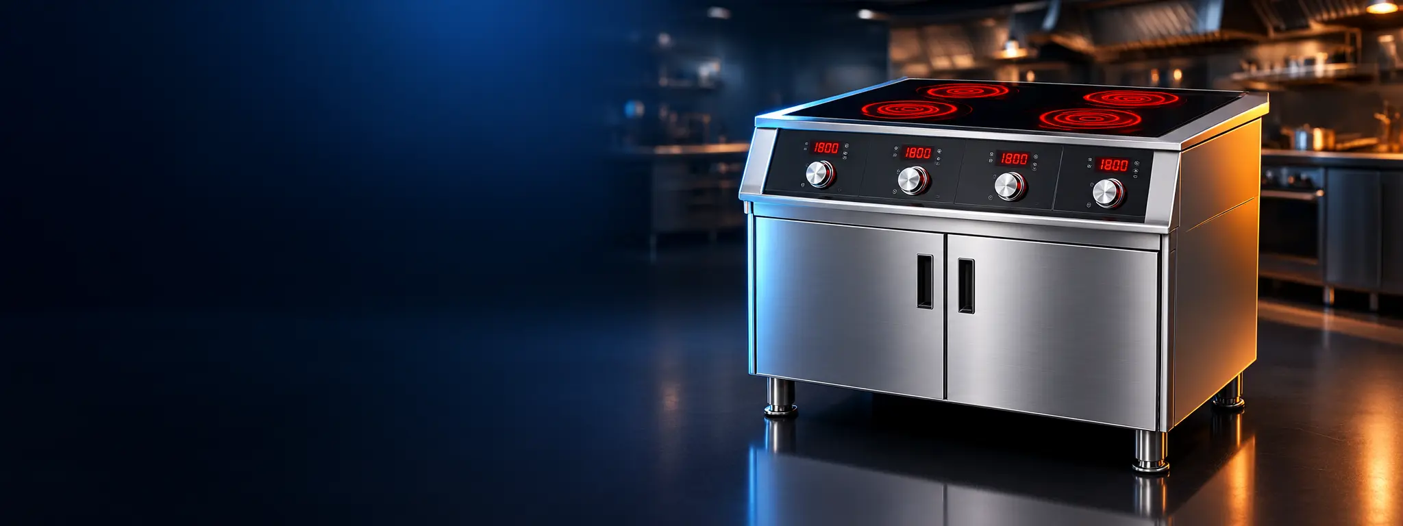 Rathin commercial induction cooktops with digital display and flat glass top